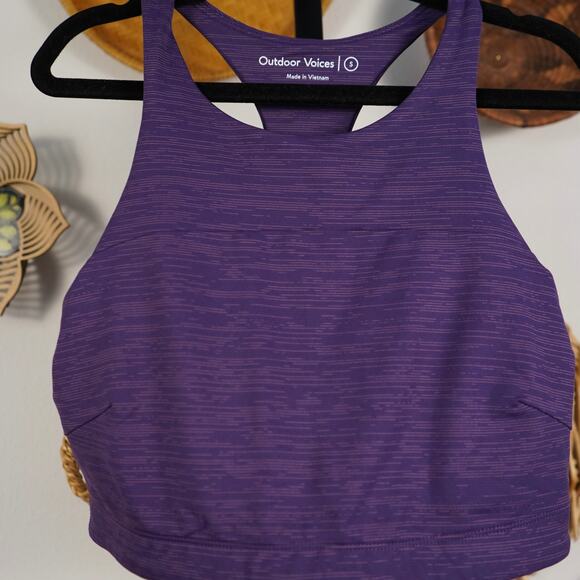 Outdoor Voices TechSweat Crop High‎ Sweat Sports Bra Purple Womens Size Small - Picture 3 of 6